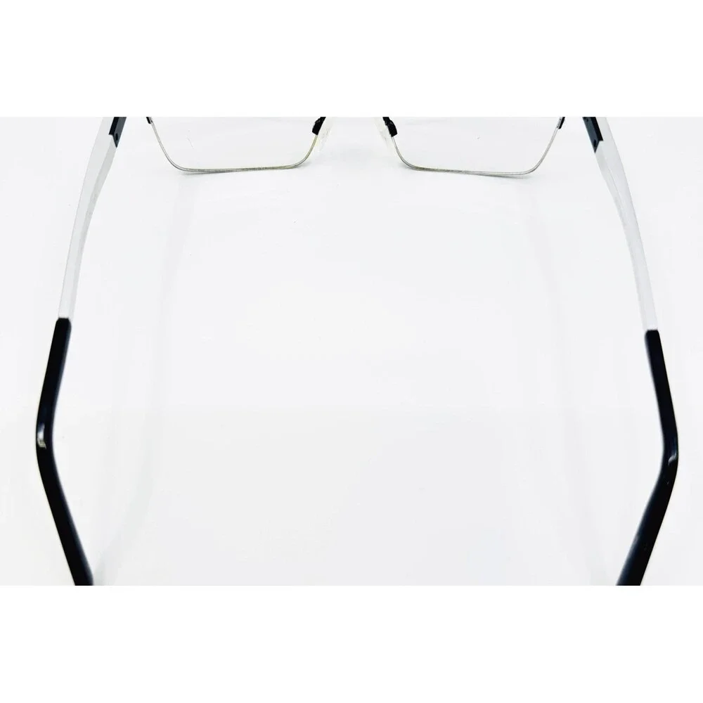 Perry Ellis Eyeglasses Mens Black Silver Semi Rimless PE 411-2 56-18-145